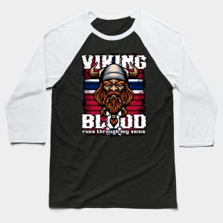 Viking Blood Runs Through My Veins Norway Vikings Baseball T-Shirt